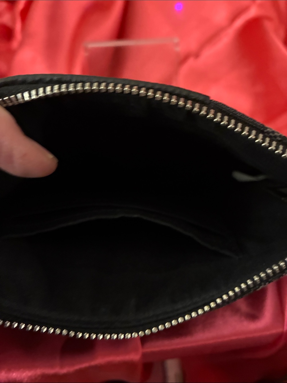 Coach Black Signature Canvas Wristlet with Pebbled Center Panel - Picture 3 of 3